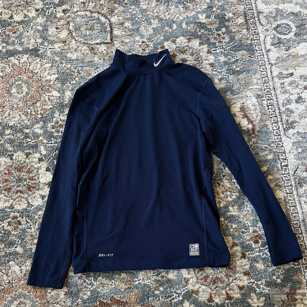Nike Navy Blue Dri-FIT Mock Neck Long Sleeve Top